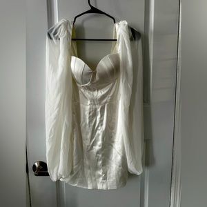 White lantern sleeve Latin dress / white / size M 6